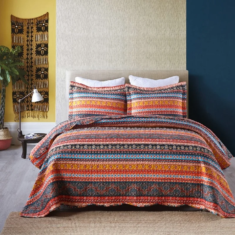 3 Piece Bohemian Quilt Bedspread Set By012