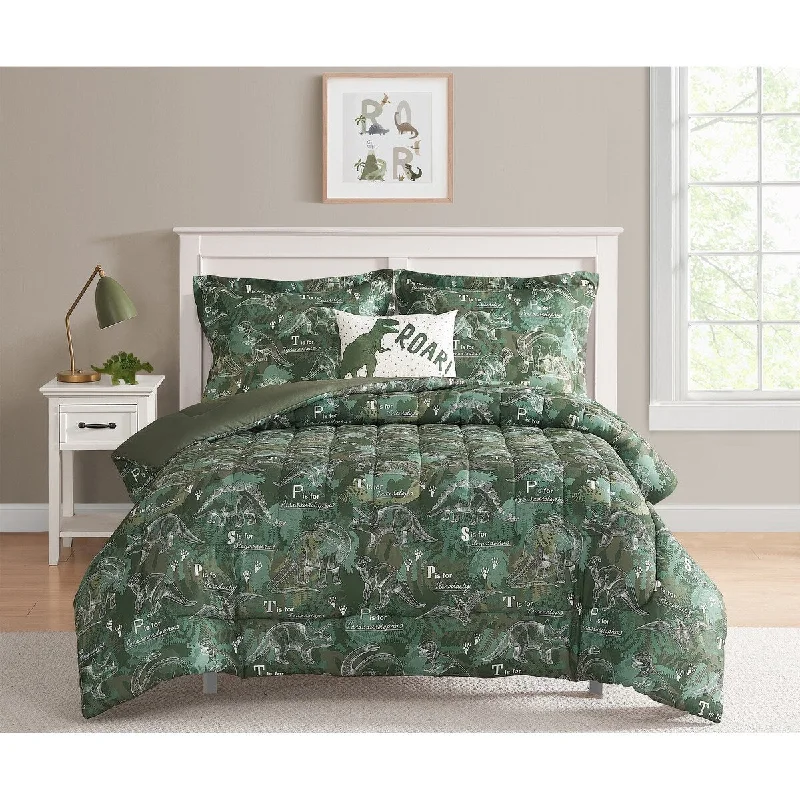 ALEX + BELLA Dino Forest Green Microfiber Comforter Set