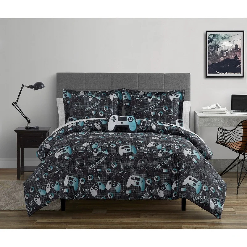 ALEX + BELLA Next Level Dark Grey/Blue Microfiber Comforter Set