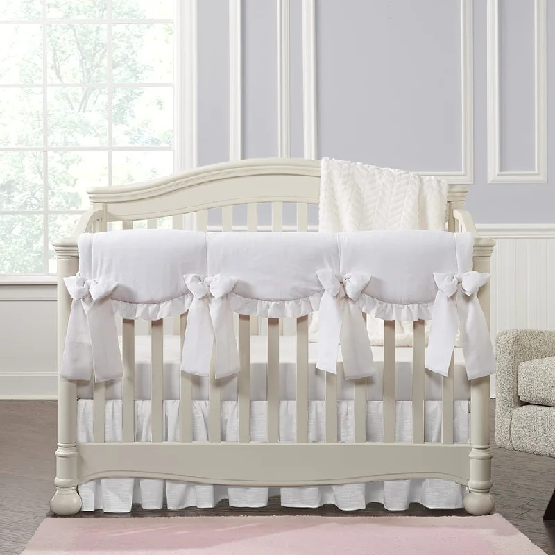 White 8-pc. Crib Bedding Set (Scalloped Rail Cover, Gathered Skirt)