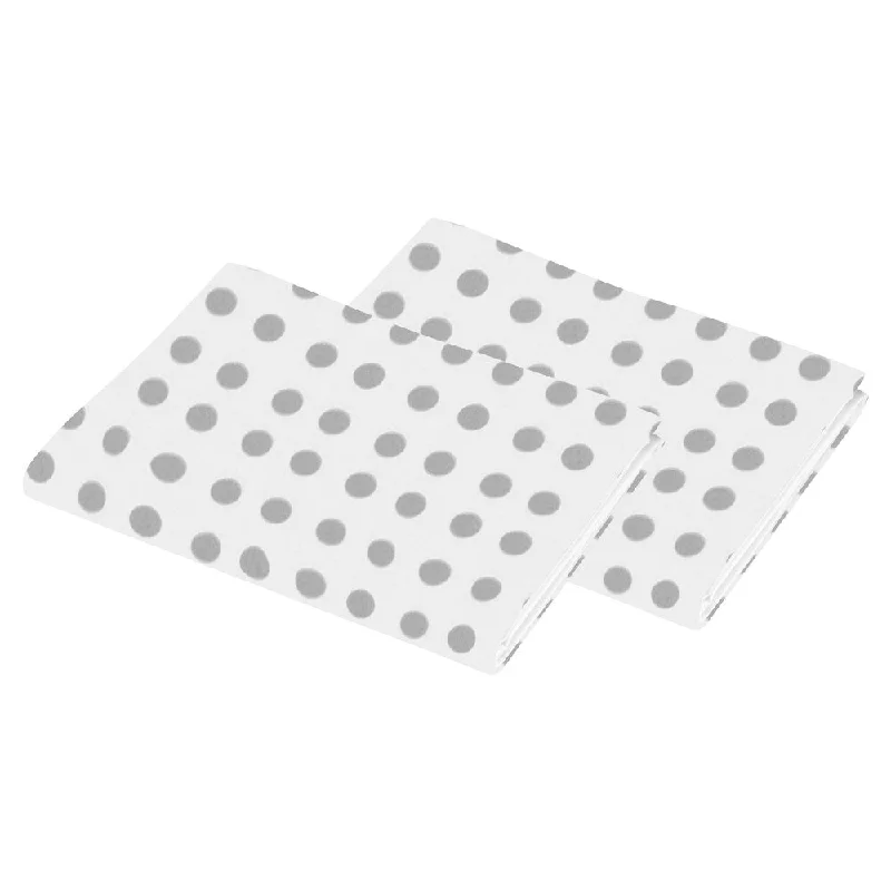 American Baby Company 100 Percent Cotton Percale Crib Sheet - 2 Pack - White Grey Dots