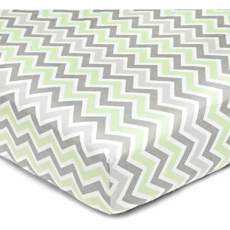 American Baby Company 100 Percent Cotton Percale Crib Sheet - Gray Celery Zigzag - 2 Pack