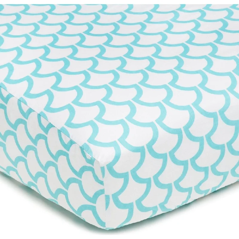 American Baby Company Aqua Sea Waves Cotton Percale Crib Sheet