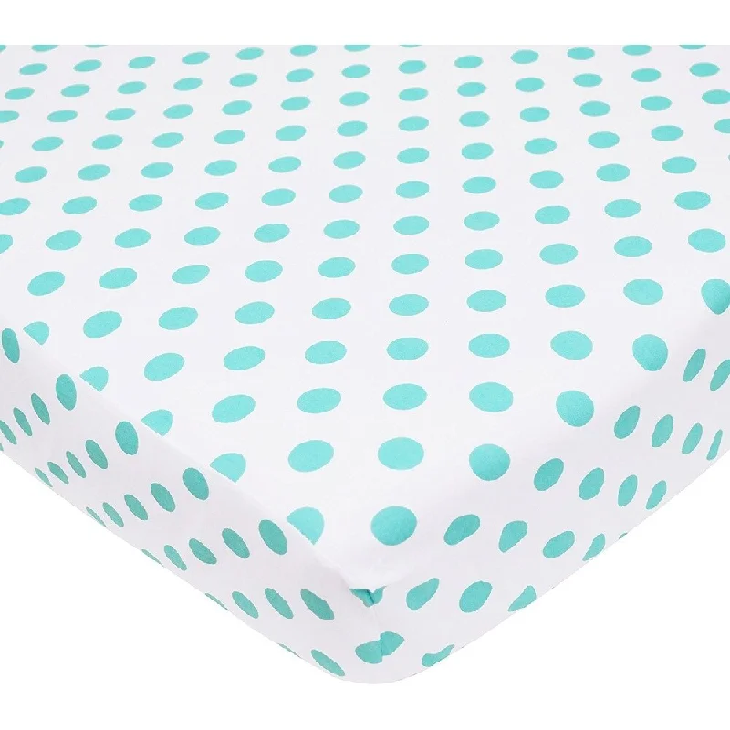 American Baby Company Blue Cotton Percale Aqua Dots Sheet