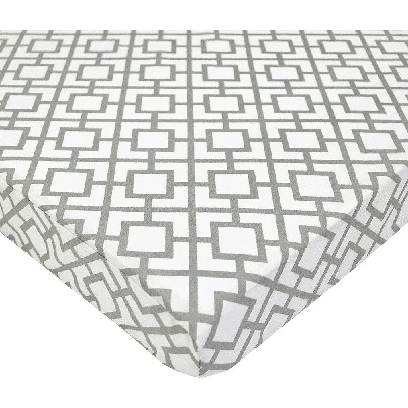 American Baby Company Grey Cotton Lattice Percale PortaMini Crib Sheet