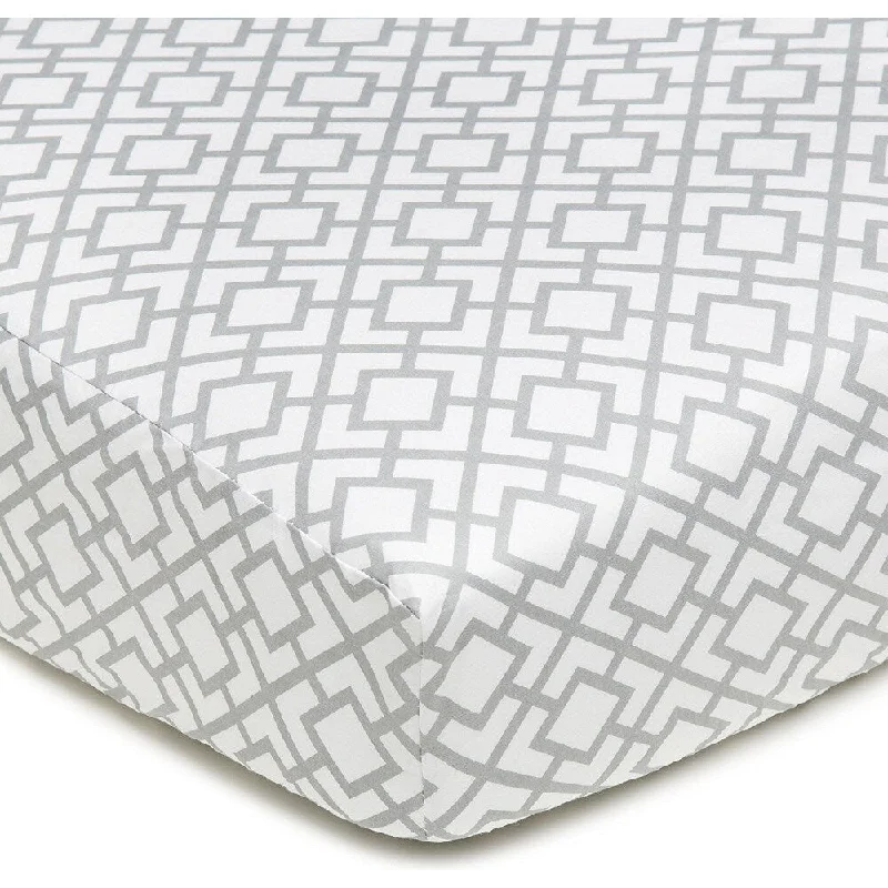 American Baby Company Grey Lattice Cotton Percale Crib Sheet