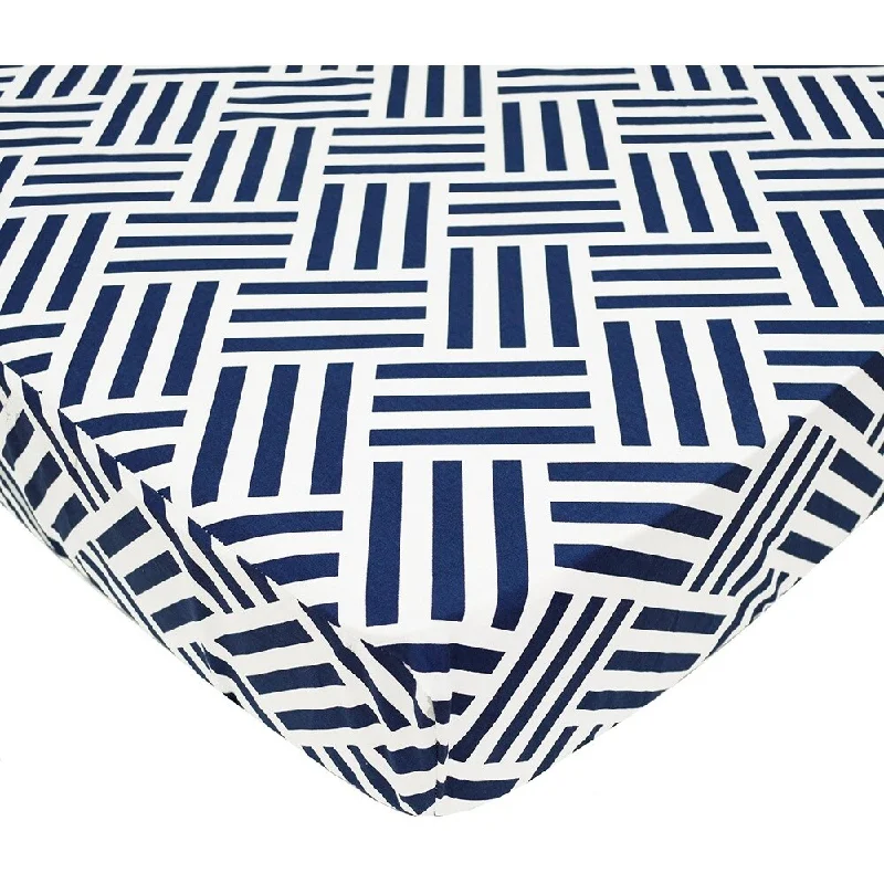 American Baby Company Navy Parquet Cotton Percale Crib Sheet