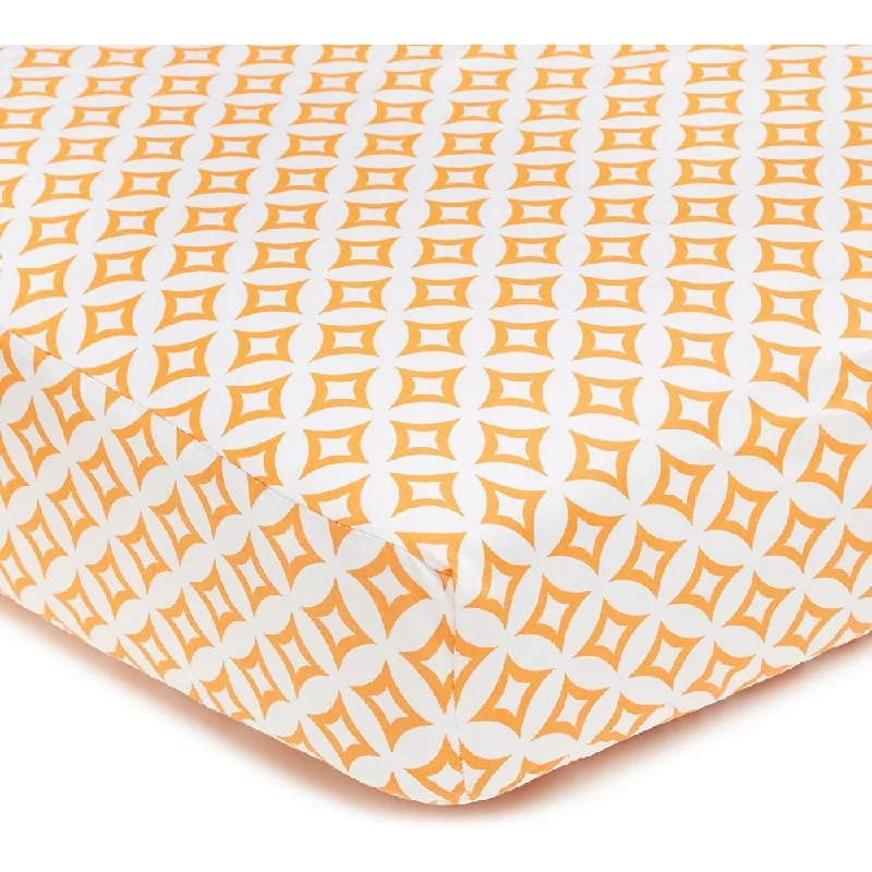 American Baby Company Orange Cotton Tweedle Dee Tile Cotton Percale Crib Sheet