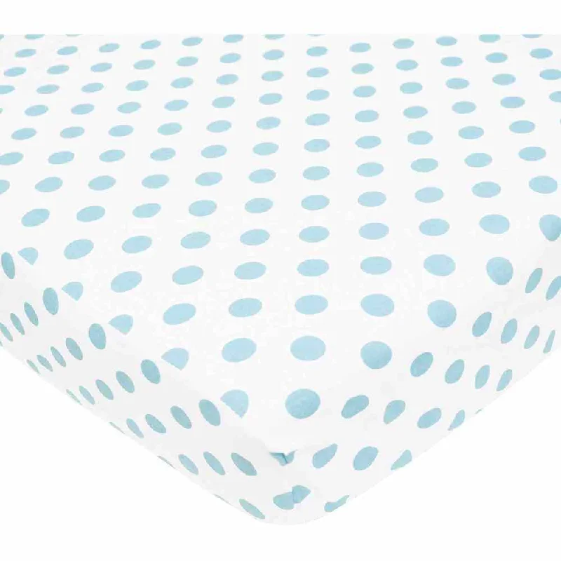 American Baby Company Percale White/Blue Cotton Polka Dot Crib Sheet