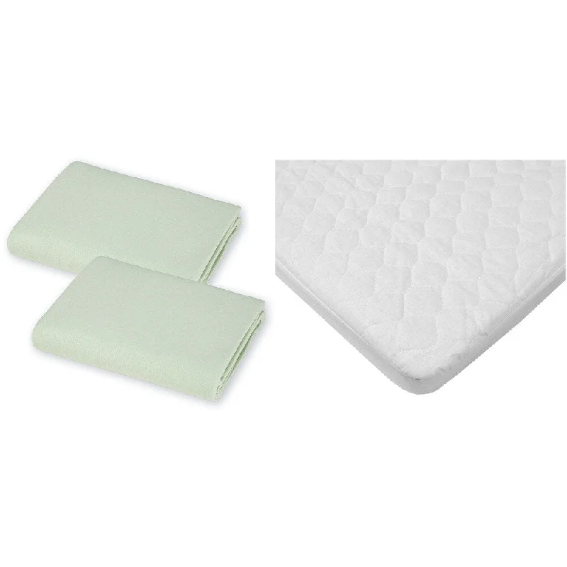 American Baby Company Supreme Jersey Bassinet Sheet - 2 Pack with Waterproof Bassinet Pad - Celery