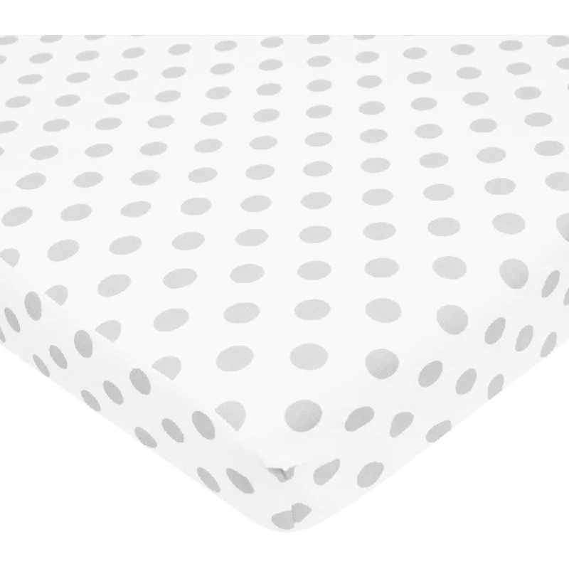 American Baby Company White and Grey Dot Cotton Percale PortaMini Crib Sheet