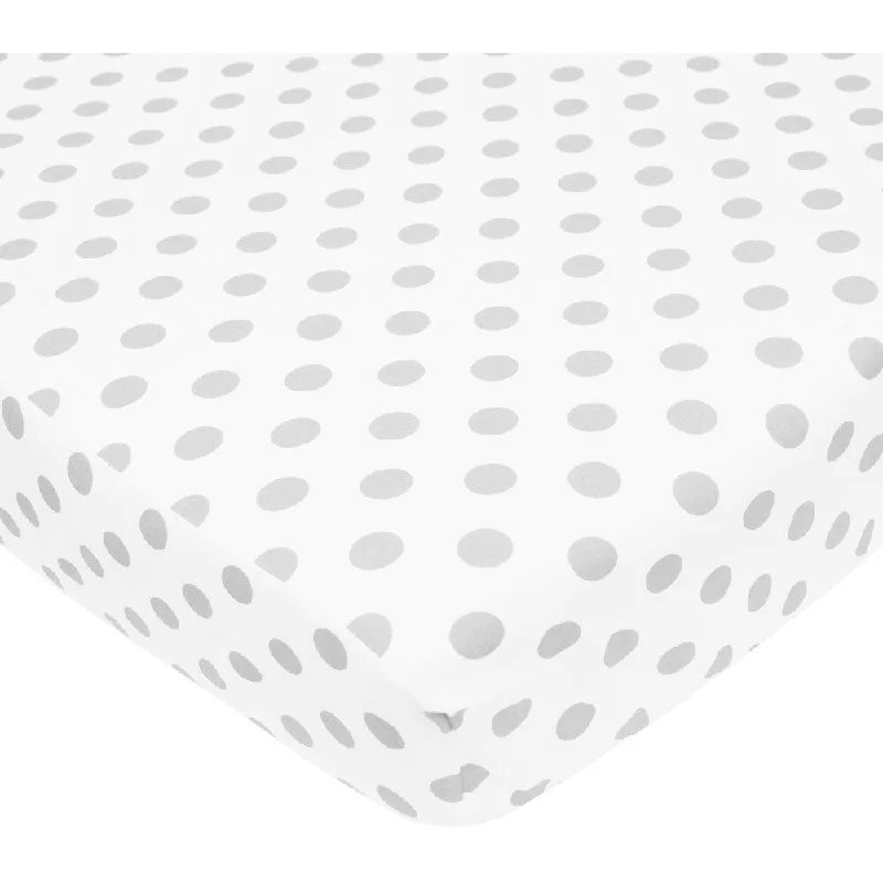 American Baby Company White/ Grey Dots 100-percent Cotton Percale Crib Sheet