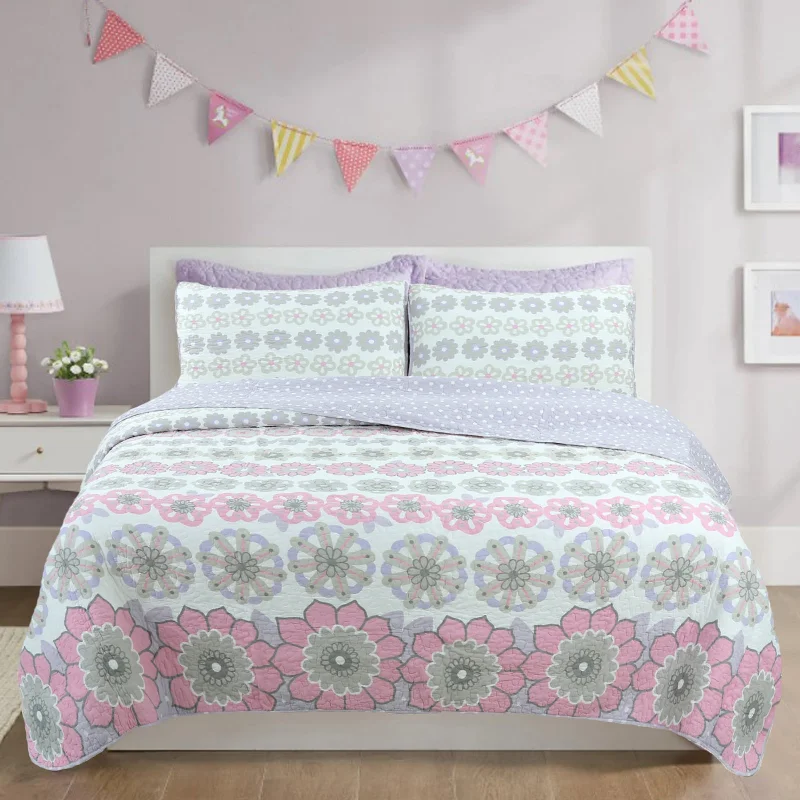 Lola Floral Cotton Reversible Quilt Bedding Set