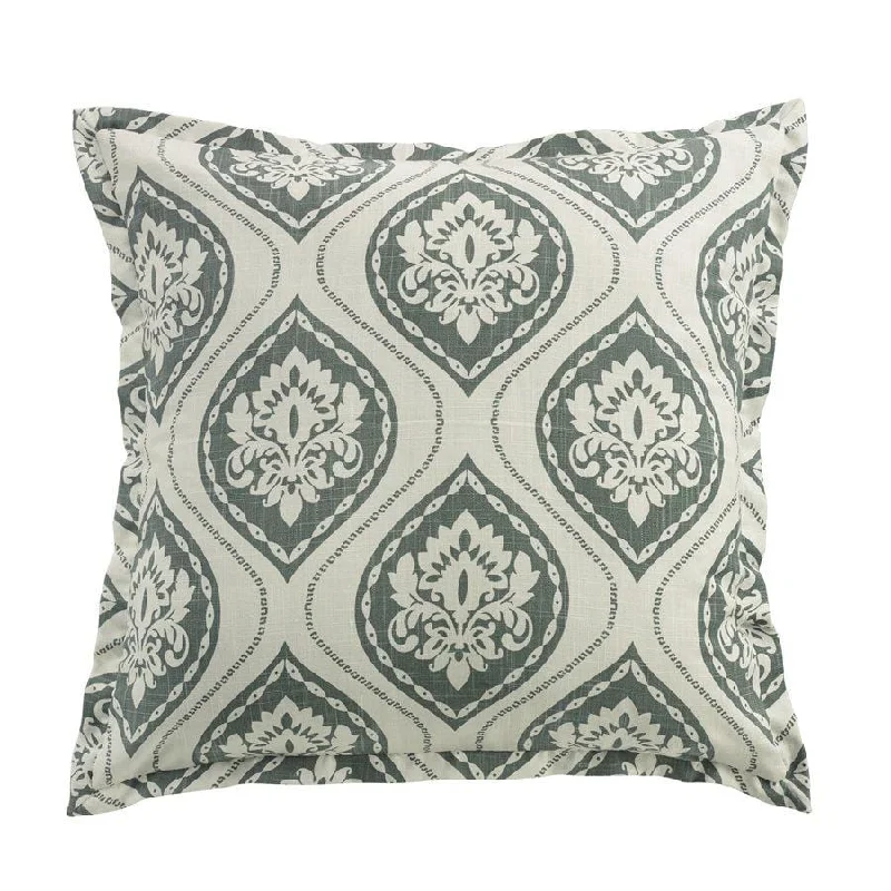 Belmont White & Seafoam Green Floral Euro Sham