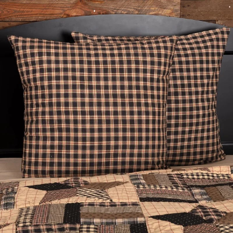 Black Americana Bedding VHC Bingham Star Euro Sham Cotton Plaid