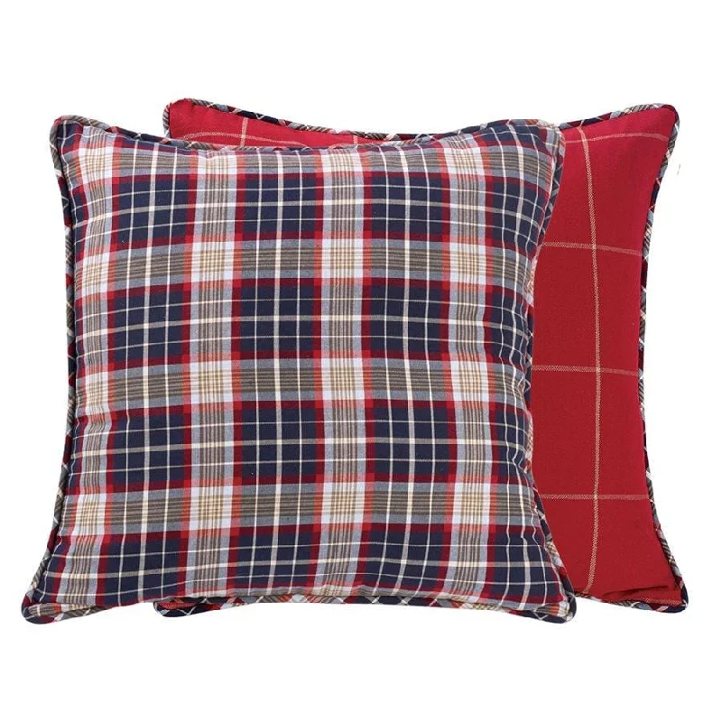 Blue Plaid Reversible Euro Sham, 27x27