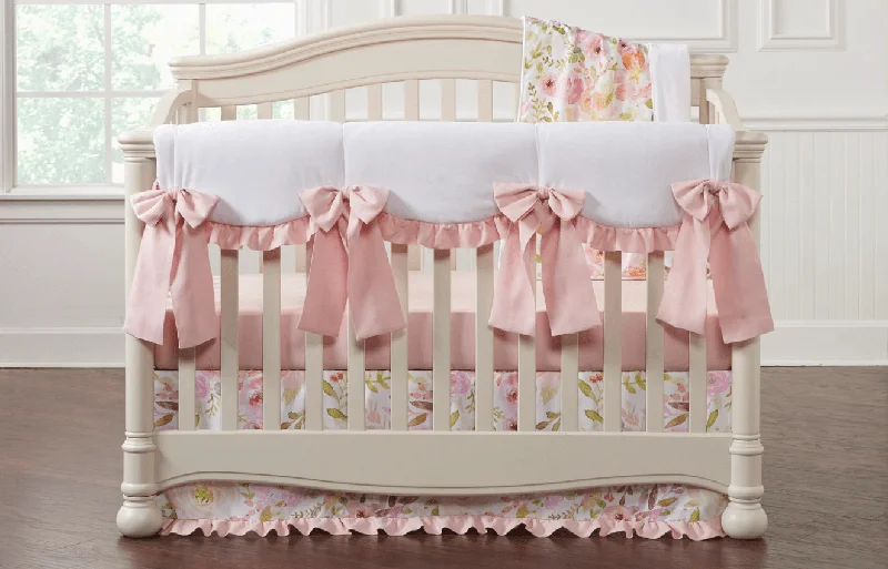 Bows and Blush Watercolor Floral 8 pc. Bedding Set