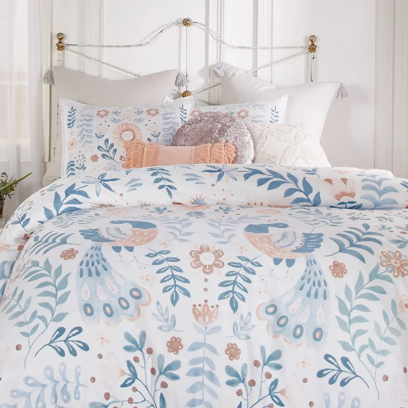 Brigid Birds and Florals Cotton Comforter and Sham Set