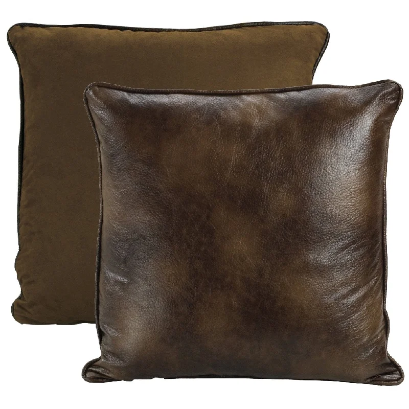 Brown Faux Leather Reversible Euro Sham