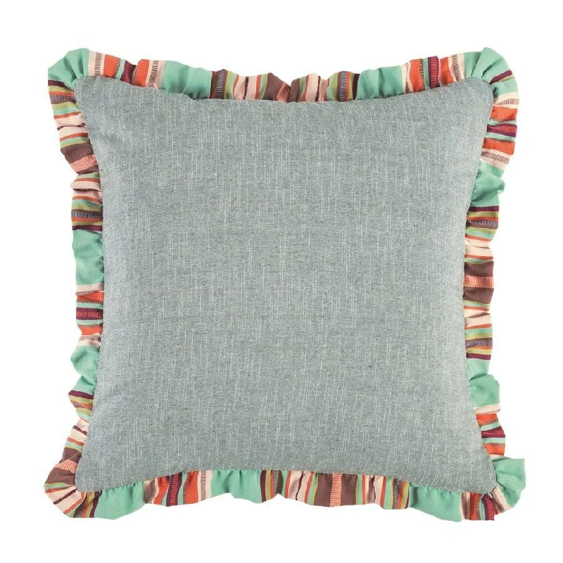 Chambray Euro Sham w/ Serape Striped Ruffle