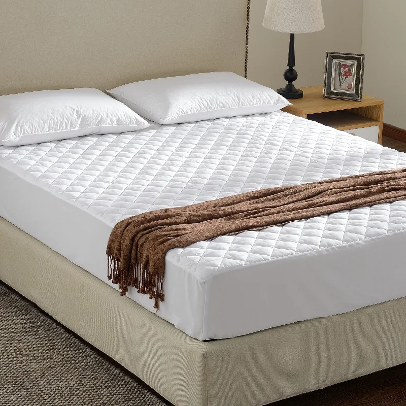 Cheer Collection Quilted Hypoallergenic Fitted Mattress Pad - White