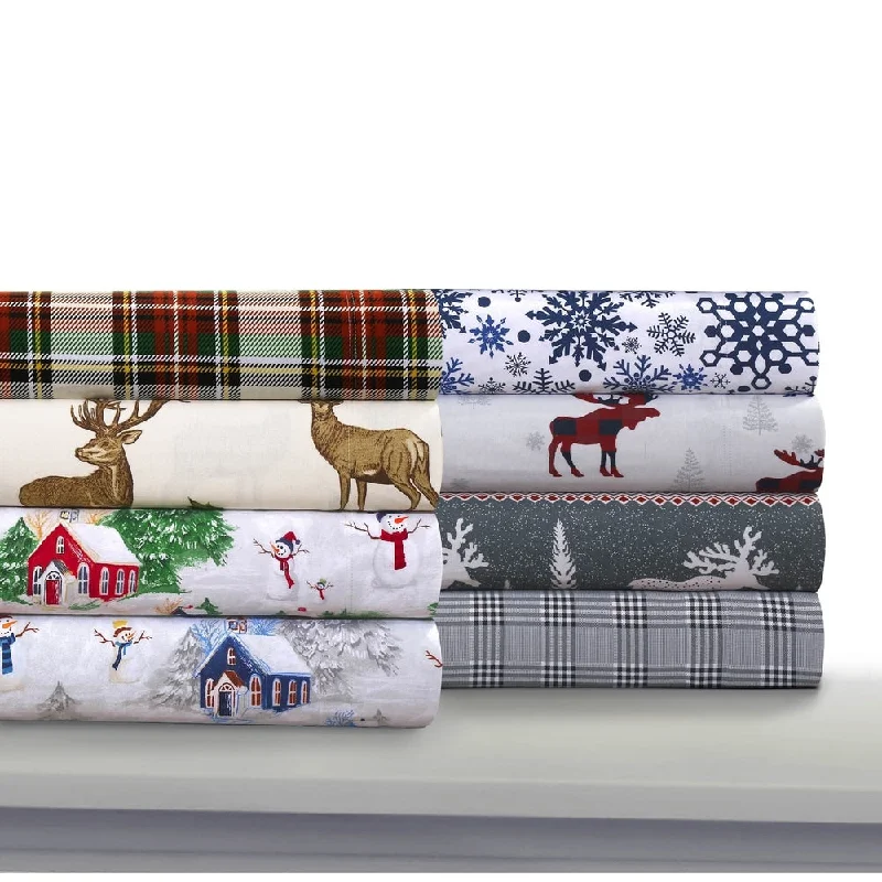 Cozy Flannel Novelty and Holiday Printed Extra Deep Pocket Sheet Set