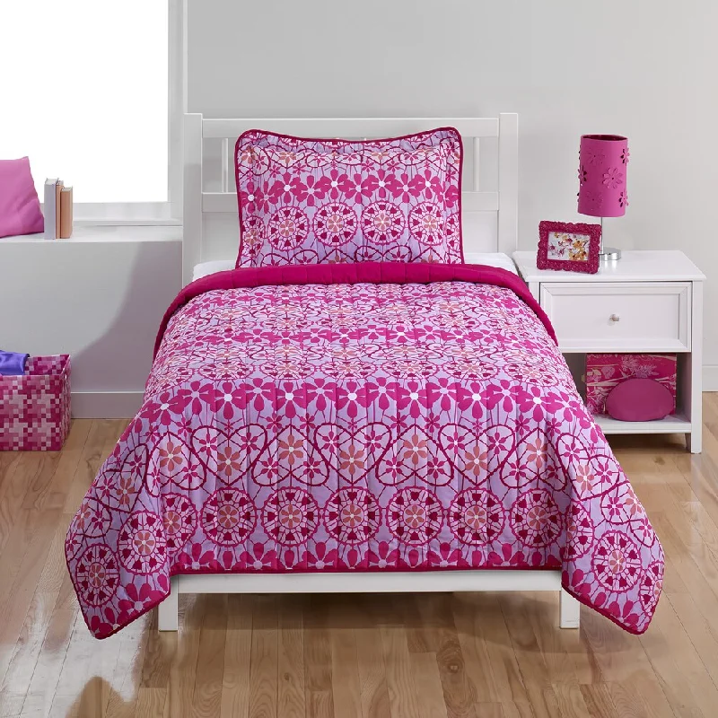 Crochet Hearts Twin 2-piece Quilt Set