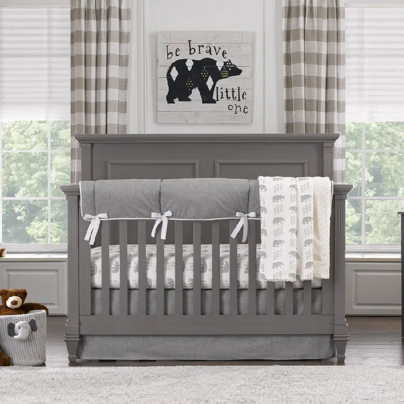 Cubby Bear and Gray 4-pc. Crib Bedding Set