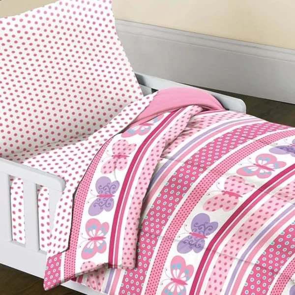 Dream Factory Butterfly Dots 4-piece Toddler Comforter Set