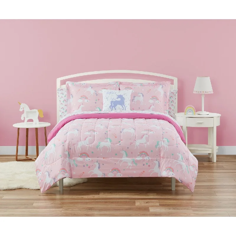 Dreamscape Unicorn Pink Microfiber Comforter Set