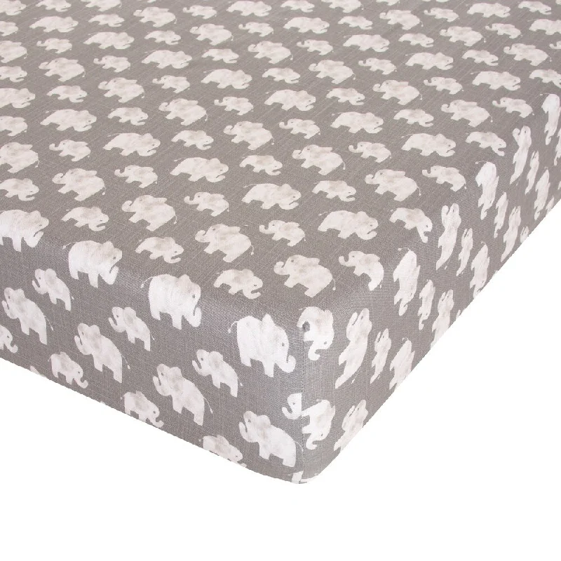 Elephant Herd - Stone Fitted Sheet - N/A