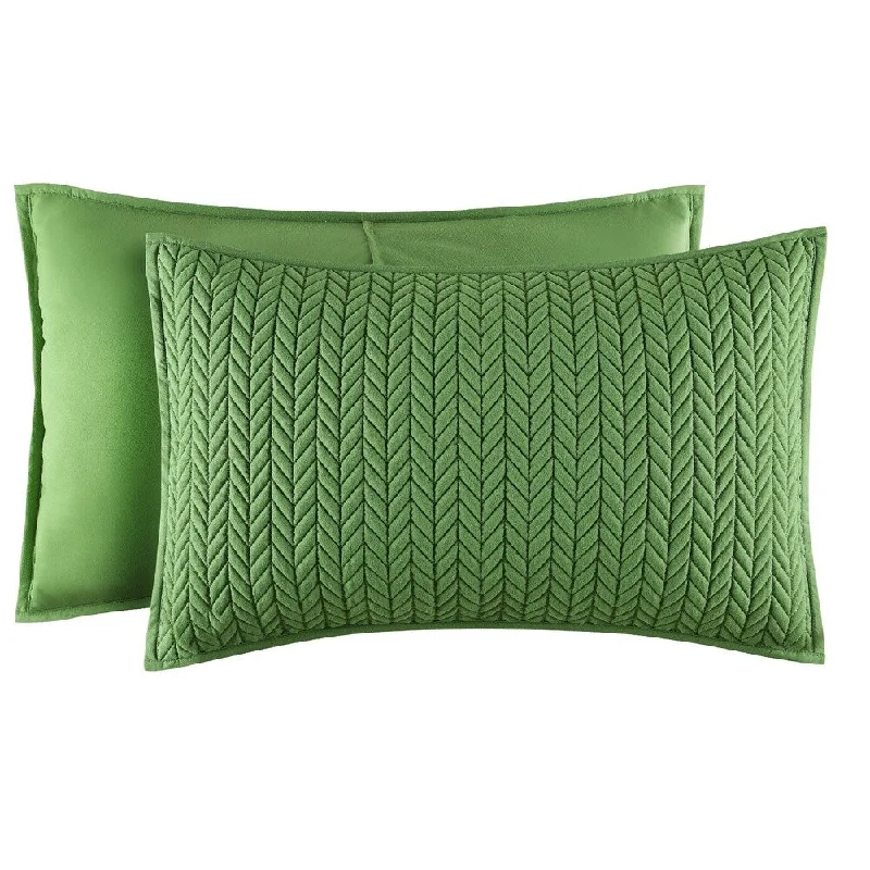 Five Queens Court Catori Kiwi Green Quilted King-size Sham