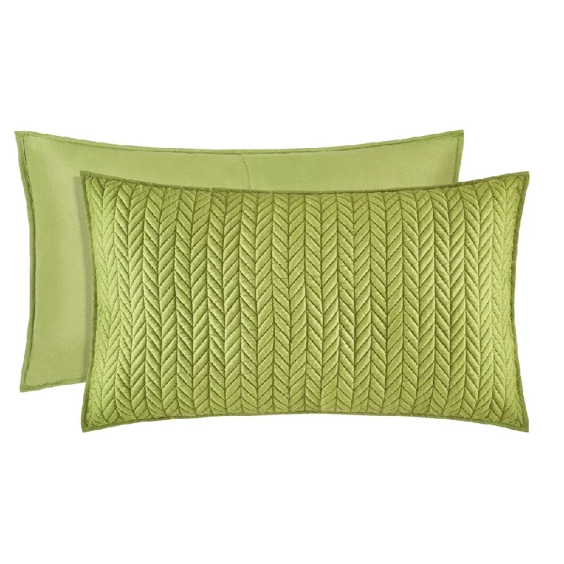 Five Queens Court Catori Moss Green Quilted King-size Sham