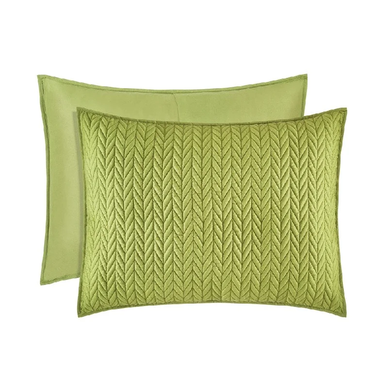 Five Queens Court Catori Moss Green Quilted Standard Sham