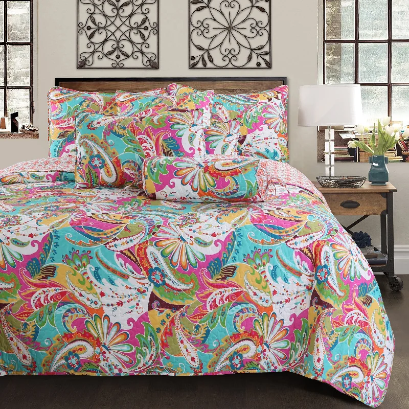 Flourish Multicolor 3-Piece Reversible Quilt Bedding Set