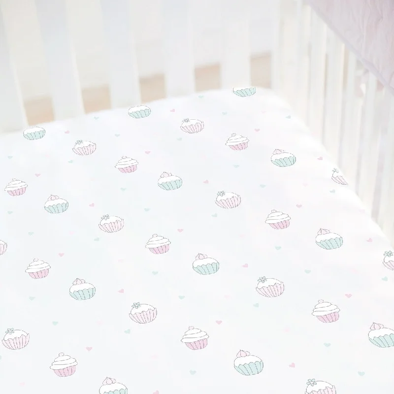 Hello Spud Cupcake Fitted Crib Sheet - 52"x 28" x 9"