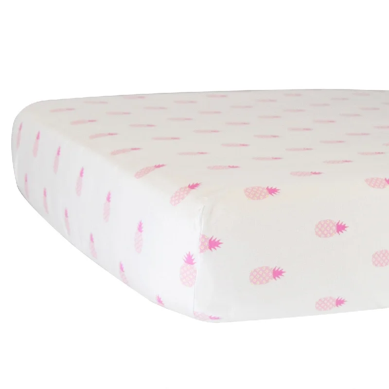 Hello Spud Fitted Crib Sheet Pineapples Pink