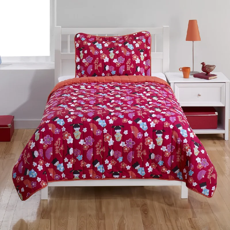 Japanese Dolls Twin 2-piece Quilt Set