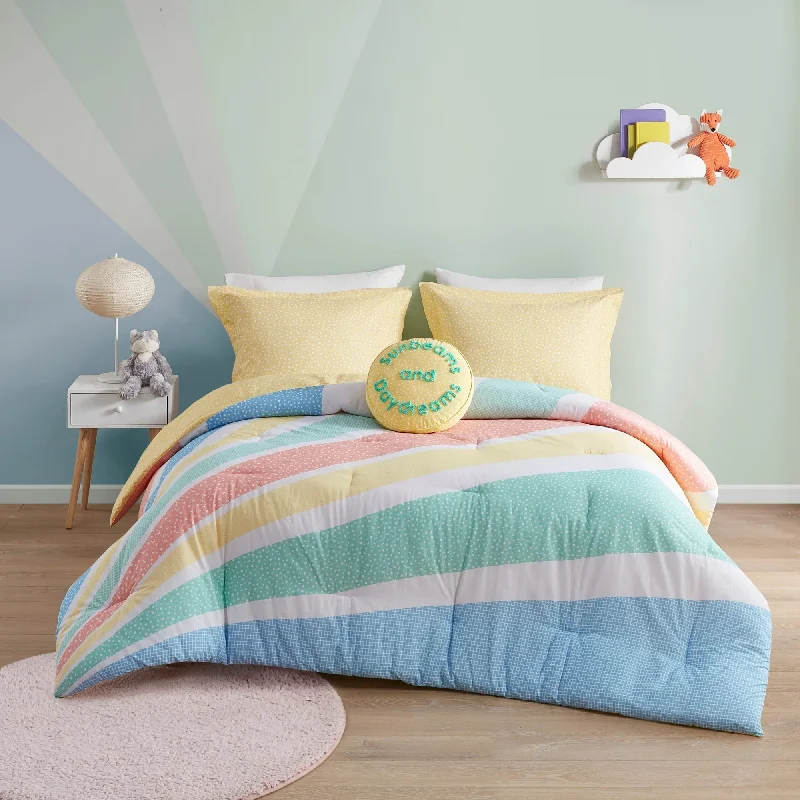 Jessie Yellow Rainbow Sunburst Reversible Cotton Comforter Set by Urban Habitat Kids