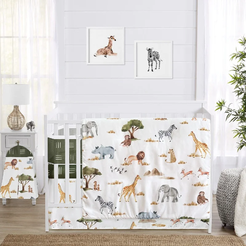 Jungle Animals Boy Girl Sweet Jojo Designs 6pc Crib Bedding + BreathableBaby Breathable Mesh Liner Safari Animal