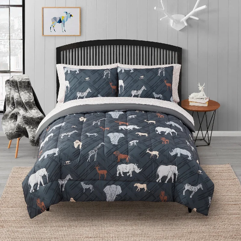 Kids Safari Bed in a Bag Comforter, Sham & Sheet Set