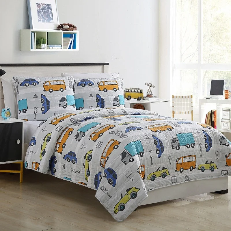 Kids Zone Casey Cars Quilt Set - Multi-color