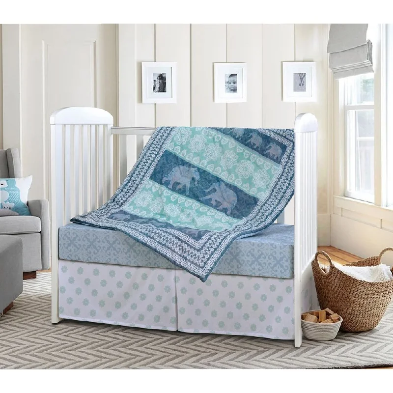 Laural Home Elephant Dreaming 3-Piece Baby Bedding Set