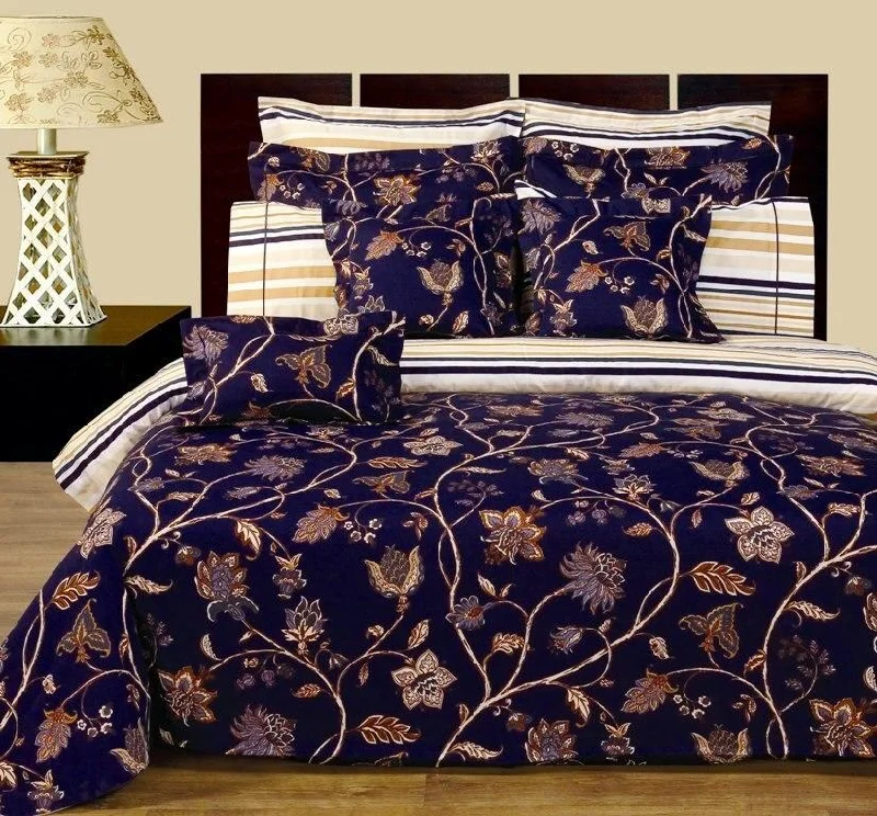 Lilian 11-PC Duvet Cover & Sheet Set 100% Cotton Reversible Bedding Set (Full)