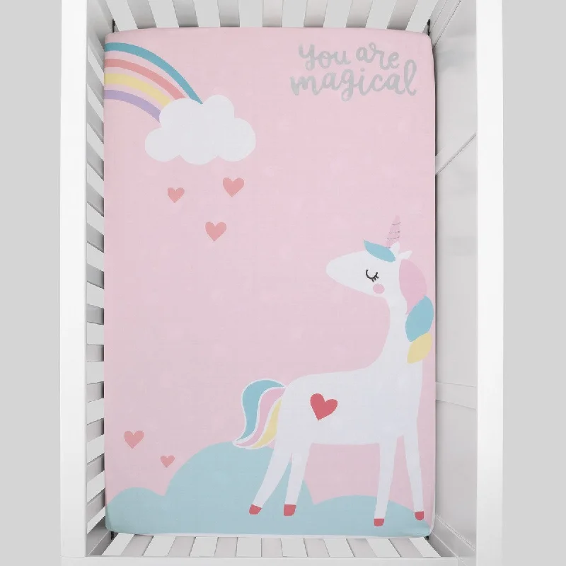 Little Love by NoJo Rainbow Unicorn Mini Crib Sheet