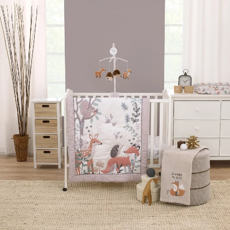 Little Love by NoJo Woodland Meadow 3 Piece Nursery Mini Crib Bedding Set