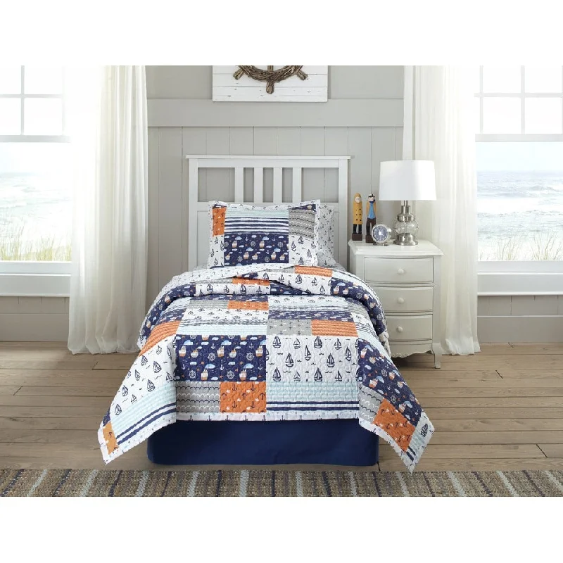 Lullaby Bedding Away At Sea Printed Quilt Set