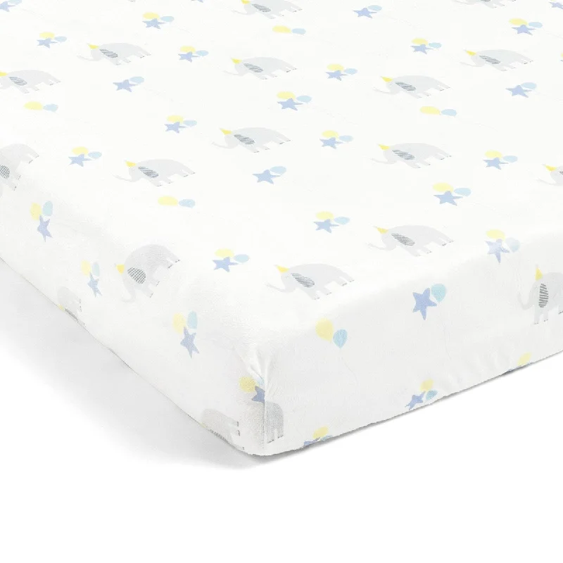 Lush Decor Baby Elephant Balloon Soft & Plush Fitted Crib Sheet - 52"x 28" x 9"