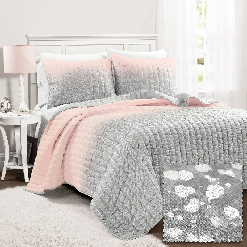 Lush Decor Glitter Ombre Metallic Print Quilt Set