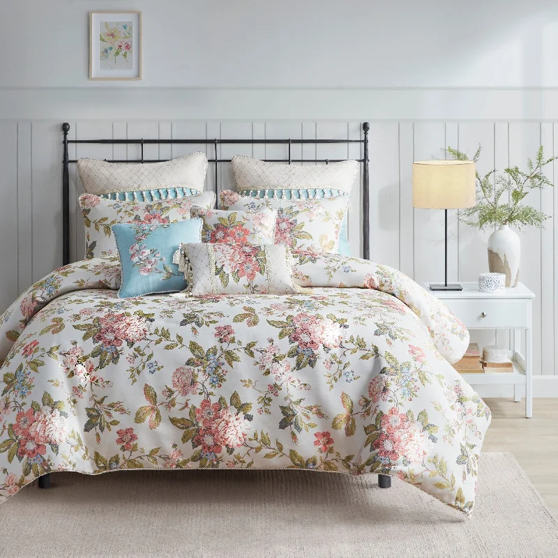 Madison Park Signature Carolyn Ivory 8 Piece Floral Jacquard Comforter Set